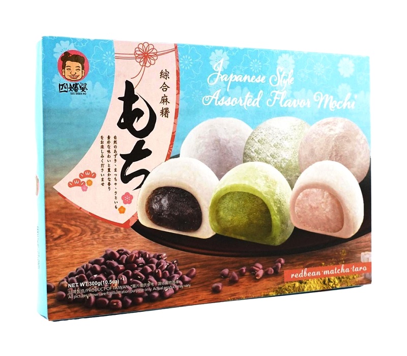 Mochi ai gusti fagioli rossi, tè Matcha e Taro -Szu Shen Po 300g Mochi ai gusti fagioli rossi, tè Matcha e Taro -Szu Shen Po 300g